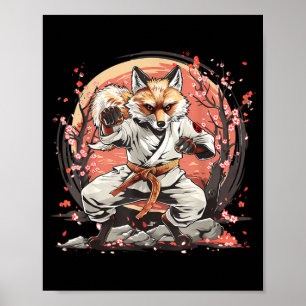Póster Taekwondo Fox Kickboxing Animall Jiu-Jitsu Kung Fu