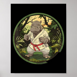 Póster Taekwondo Hippo Kickboxing Animall Jiu-Jitsu Kung