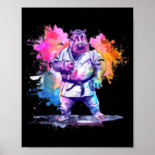 Póster Taekwondo Hippo Kickboxing Animall Jiu-Jitsu Kung