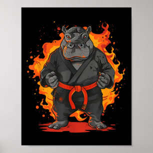 Póster Taekwondo Hippo Kickboxing Animall Jiu-Jitsu Kung