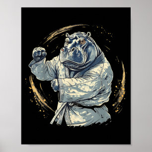 Póster Taekwondo Hippo Kickboxing Animall Jiu-Jitsu Kung