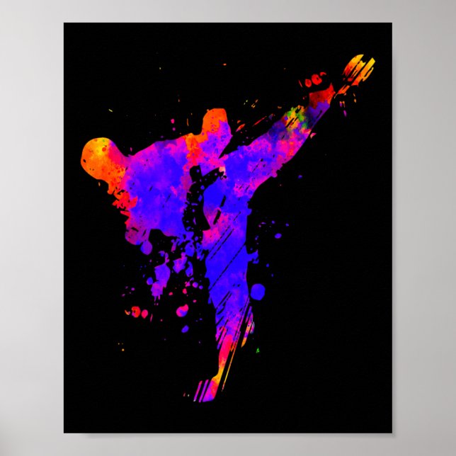 Póster Taekwondo Jiu Jitsu Paint splatters Kids Jujitsu J (Frente)