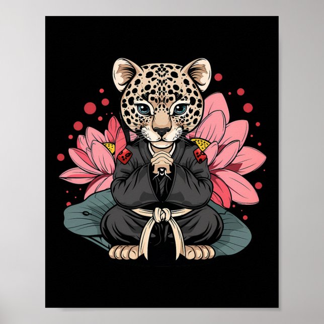 Póster Taekwondo Leopard Kickboxing Animall Jiu-jitsu Kun (Frente)
