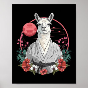 Póster Taekwondo Llama Kickboxing Taekwondo Llama Floral 