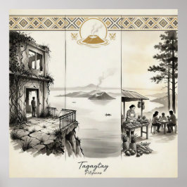 Póster Tagaytay- Una cresta tres momentos Sumi-e