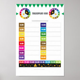 Póster Tagesplaner tägliche Routinen für Kinder
