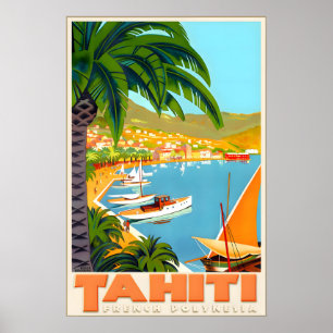 Póster Tahití Polinesia Francesa Grupo Sotavento Islas de