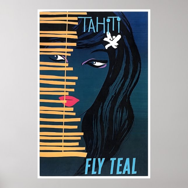 Póster Tahiti Travel Poster French Polynesia Art Tahitian (Frente)