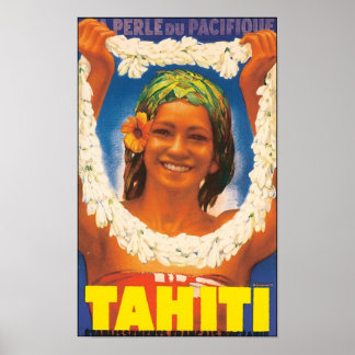 Póster Tahiti Vintage Travel Poster