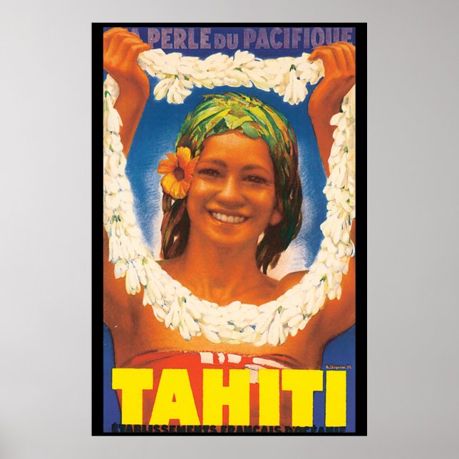 Póster Tahiti Vintage Travel Poster (Frente)