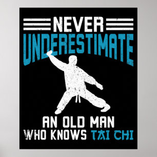 Póster Tai Chi Old Man Tai Chi Entrenamiento