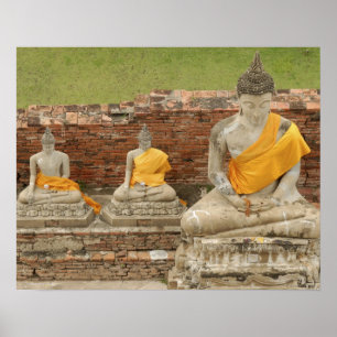 Póster Tailandia, Ayutthaya. Estatuas de los budistas sen