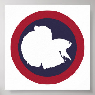 Póster Tailandia Siamés luchando contra los peces Betta T