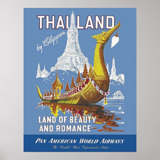Póster Tailandia/Tierra de Belleza y Romance Viajes Vinta (Frente)
