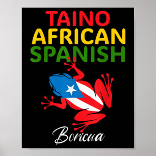 Póster Taino Africano Español Coqui Bandera de Puerto Ric