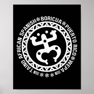 Póster Taino Africano Español Coqui Puerto Rico Boricua T