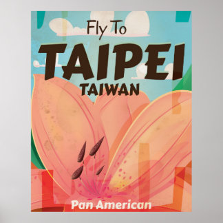 Póster Taipei, Poster de vacaciones de Taiwan Vintage