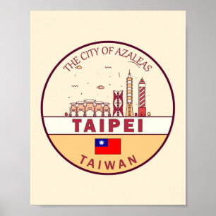 Póster Taipei Taiwan City Skyline Emblem