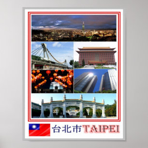 Póster Taipei - Taiwán - República de China - Mosaico -