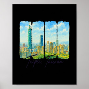 Póster Taipei Taiwán Viajes Pincelada Encuentrame En Taip