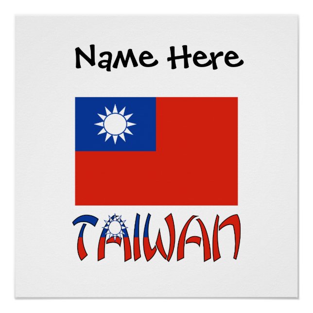 Póster Taiwán Bandera taiwanesa Personalización Negra (Anverso)