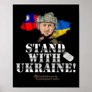 Póster Taiwán está con Ucrania y Zelenski Bandera de Taiw