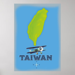 Póster Taiwan Vintage Map
