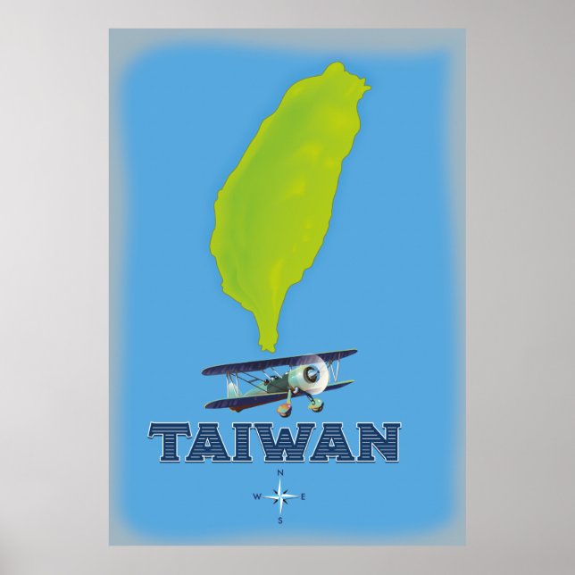 Póster Taiwan Vintage Map (Frente)