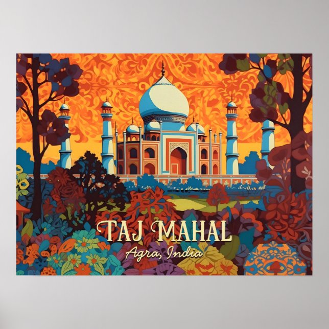 Póster Taj Mahal Agra India Home Office Wall Art Poster (Frente)