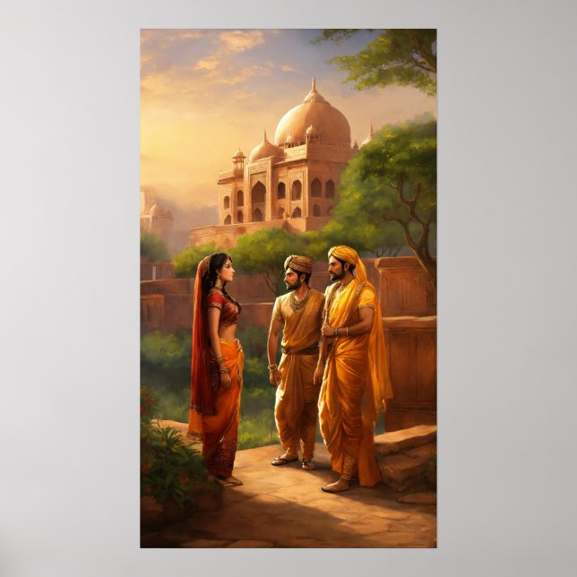 Póster Taj Mahal, antiguo Poster indio de pintura (Frente)