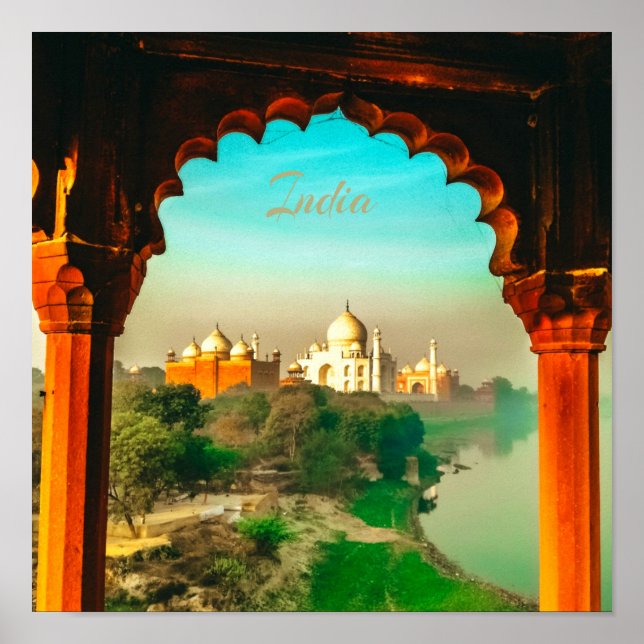 Póster Taj Mahal de la India (Frente)