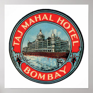 Póster Taj Mahal, Etiqueta de equipaje de cosecha de la é