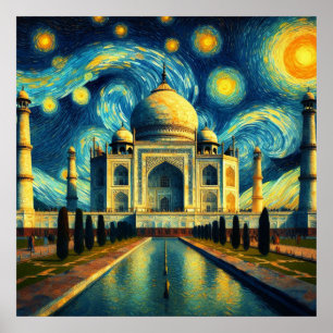 Póster Taj Mahal India Starry Night