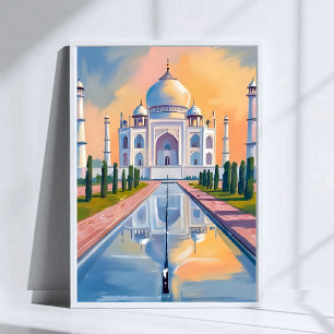 Póster Taj Mahal India Viaje Pintura