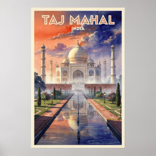Póster Taj Mahal India Viajes Antiguos