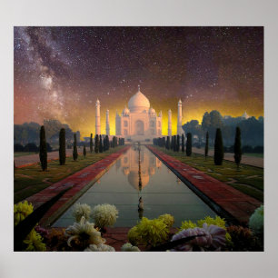Póster taj mahal Mausoleum India