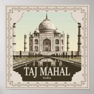 Póster Taj Mahal Vintage
