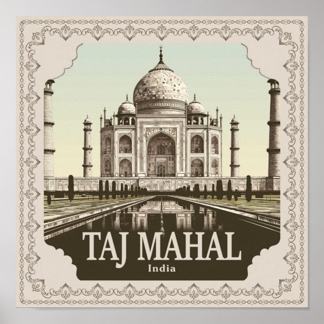 Póster Taj Mahal Vintage (Frente)