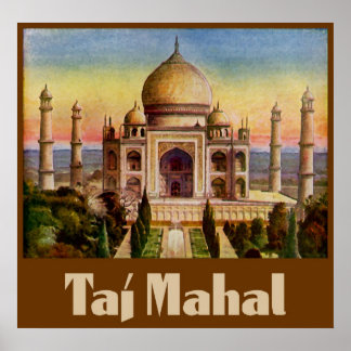 Póster Taj Mahal vintage