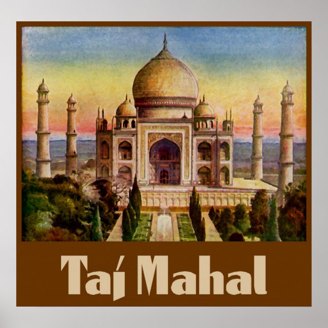 Póster Taj Mahal vintage (Frente)