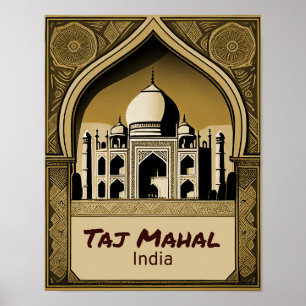 Póster Taj Mahal Vintage Design