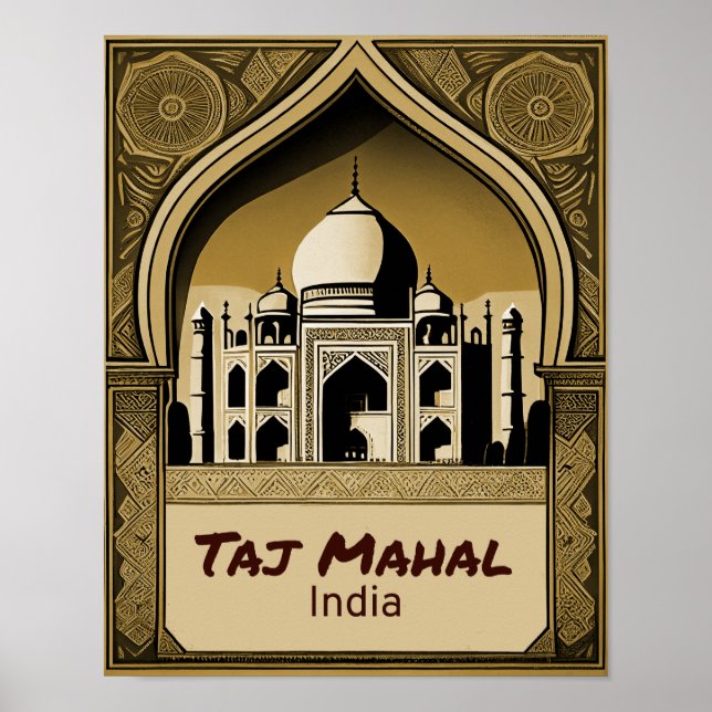 Póster Taj Mahal Vintage Design (Frente)