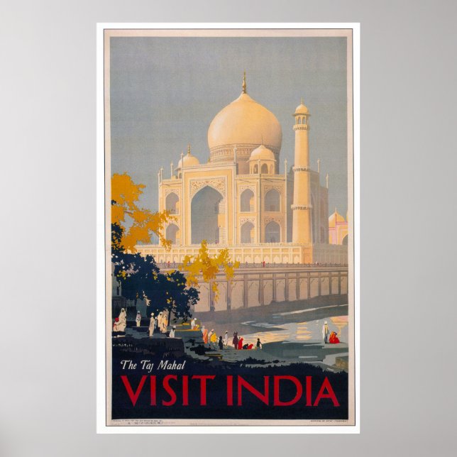 Póster Taj Mahal - Visit India Poster (Frente)