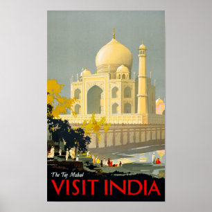 Póster Taj Mahal Visita India Poster de Viajes Vintage Re