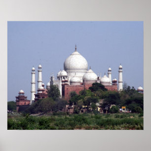 Póster taj mahal vista distante