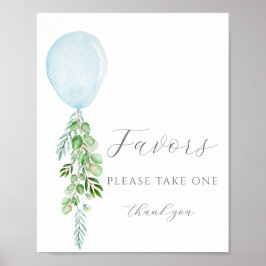 Póster Take One Favor Rótulo Blue Balloon Baby Shower