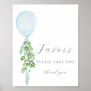 Póster Take One Favor Rótulo Blue Balloon Baby Shower