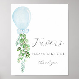 Póster Take One Favor Rótulo Blue Balloon Baby Shower