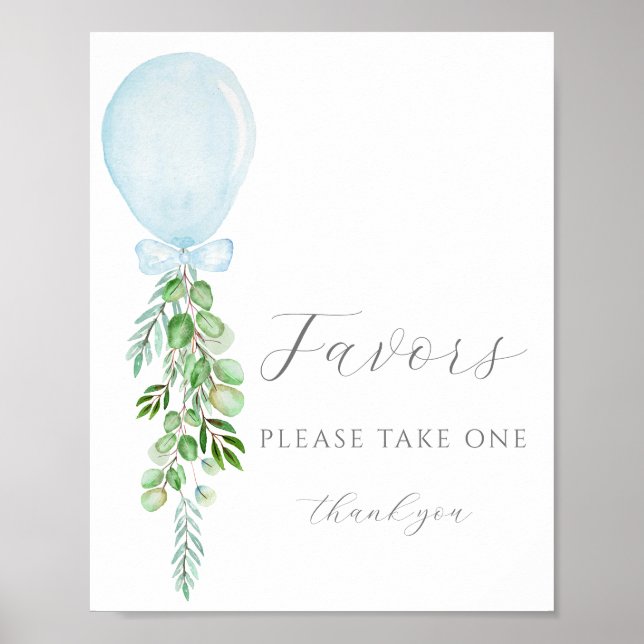 Póster Take One Favor Rótulo Blue Balloon Baby Shower (Frente)