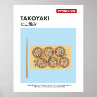 Póster Takoyaki, bolas de pulpo, viajes de comida japones